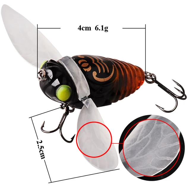 Artificial Cicada Larva Soft Lures For Bass Fishing (pvc  5.0cm/6.2cm/3.5inch, 0.03/0.06/1.5oz, 11 Colors Available)