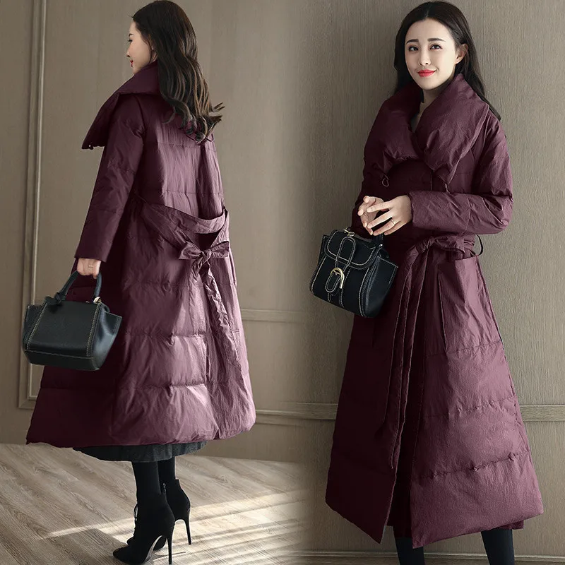 

Fashion Women Dowm Jacket Winter Jackets Women's Coat 2019 Warm Parka Long Down Jacket With Belt Overcoats N902