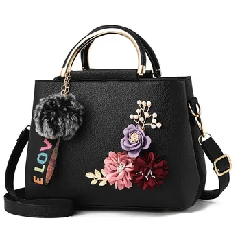 

FGGS-Flowers Women's Tote Leather Clutch Bag Small Ladies Handbags Women Messenger Bags Bag black