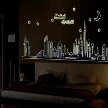 

New product Luminous dubai silhouette sitting room bedroom home decoration wall stickers in the wall to stick on the wall