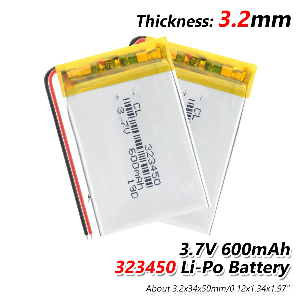 1/2/4 шт 3 7 V 323450 600mAh литий ионный полимерный аккумулятор Сменные ячейки для DVR