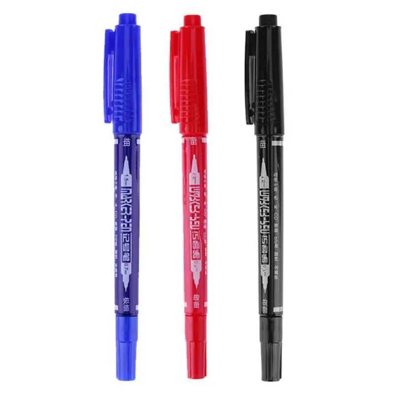 1Pc 3 Color Fast Dry Permanent Markers Waterproof Twin Tip 0.7mm Extra Fine Marker Pens Dual-side for Drawing Painting Sketch