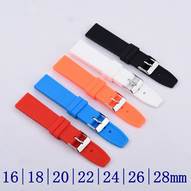 

16 18 20 22 24 26 28 mm Waterproof Rubber / Silicone Sport Watch Band Strap Watchband + Stainless Buckle Watch Bracelet +Tools