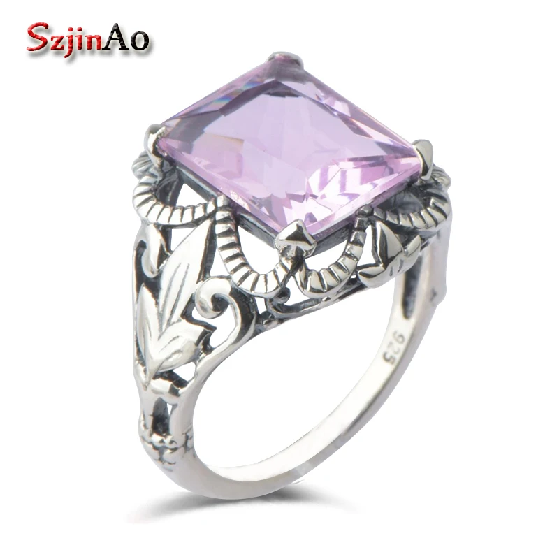 

Szjinao 925 silver jewelry fashion princess style pink stone crystal ring for Christmas gift victoria wieck wedding rings