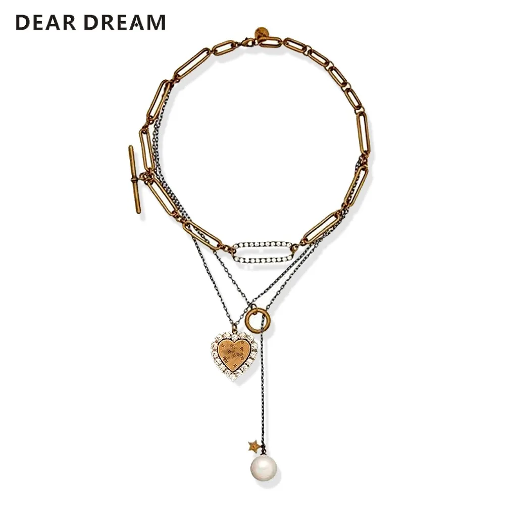 

Hot Sale Retro Love Necklace Chain Bee Pearl Multi-layer Clavicle Chain Necklace Personality Trend Joker Necklace For Gift