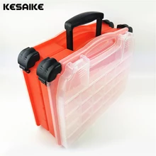 KESAIKE большой размер 38*17*32 см портативная коробка для рыболовных снастей, двухсторонняя многоцветная клетчатая рыболовная аксессуары, водонепроницаемый набор инструментов, коробка