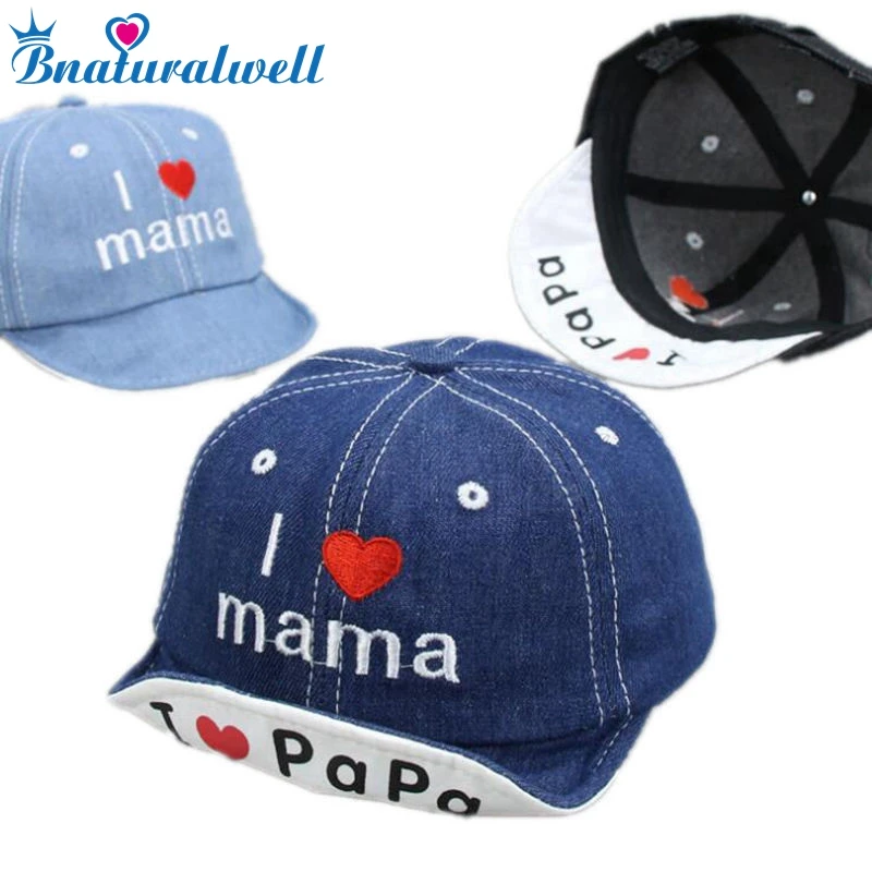 Bnaturalwell, шапка для маленьких мальчиков, милая хлопковая кепка с надписью «Love PaPa MaMa», детская бейсболка, летняя Солнцезащитная шляпа для девочек, весенняя шапка H075D
