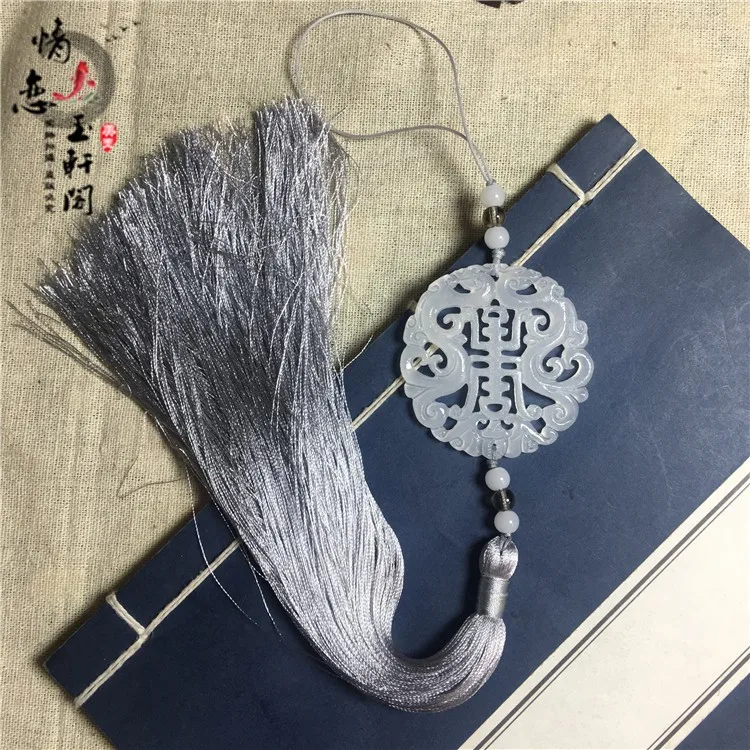 Китайский нефритовый бренд веерный кулон с кисточками на талии Hanfu placket|Статуэтки