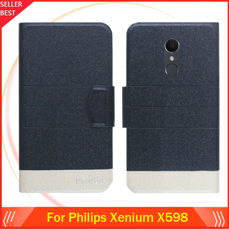 5 цветов Лидер продаж! Кожаный чехол для телефона Philips Xenium X598 роскошный с откидной