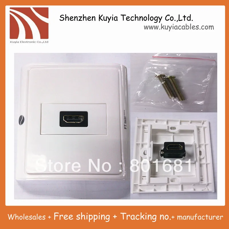 

KUYiA 10pcs!!!Free shipping+ High Quality Single Port Outlet HDMI Wall Plate Panel Female