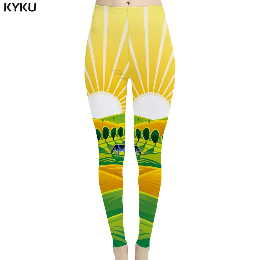 KYKU бренд Бразильский Флаг Леггинсы Для женщин Star Брюки Green Leggins Красочные Спорт 3d принтом пикантные Для женщин s Леггинсы Брюки