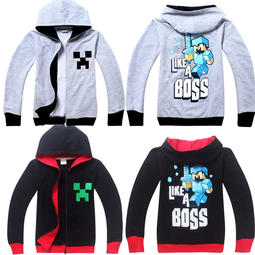 

Spring and Autumn Cartoon Minecraft Cotton Zipper Long Sleeve Coat Big Boy Girls Clothing Hoodies Suit Children Jackets