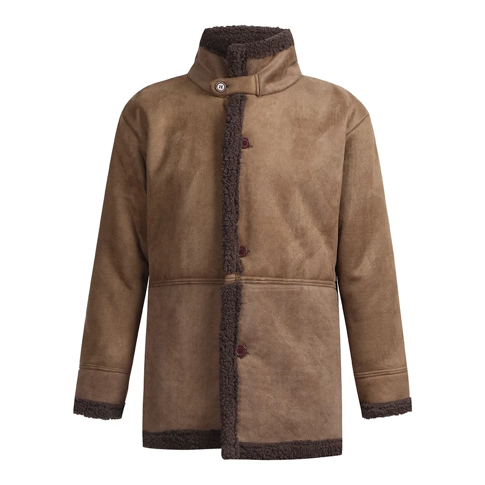 FeiTong/зимняя куртка Для мужчин парка из овечьей кожи теплая шерсть с подкладкой горный велосипед из искусственной овечьей шерсти с Для мужчин Костюмы искусственная кожа; однотонная куртка для мужчин N19