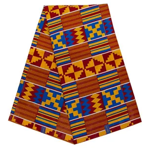 Африканская ткань с принтом Анкары, гарантированный настоящий голландский воск, высокое качество, хлопок, Африканский узор «Кенте», ткань для праздничного платья, 6 ярдов - Цвет: Brown