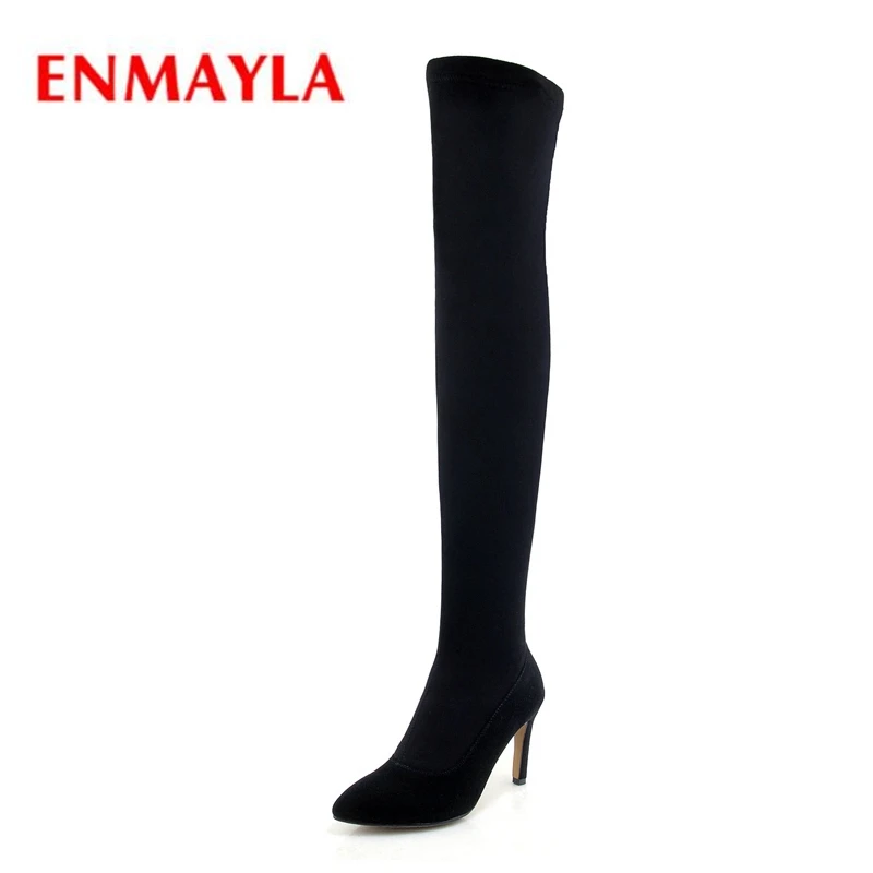 

ENMAYLA Basic Pointed Toe Over-the-Knee Zip Zapatos Mujer Boots Women bella hadid Size 34-39 ZYL1397