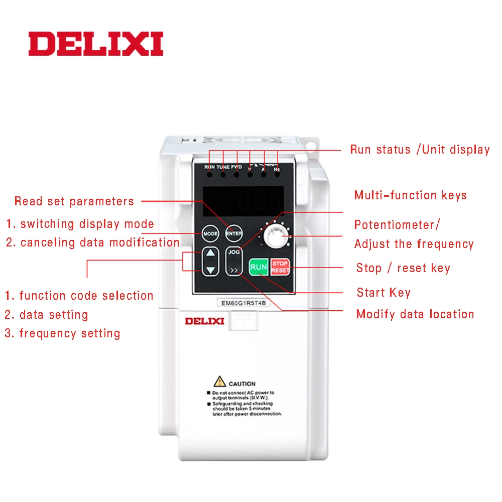 DELIXI 220 В 3,7 кВт однофазный вход VFD 50 60 Гц преобразователь частоты для привода контроллера скорости двигателя