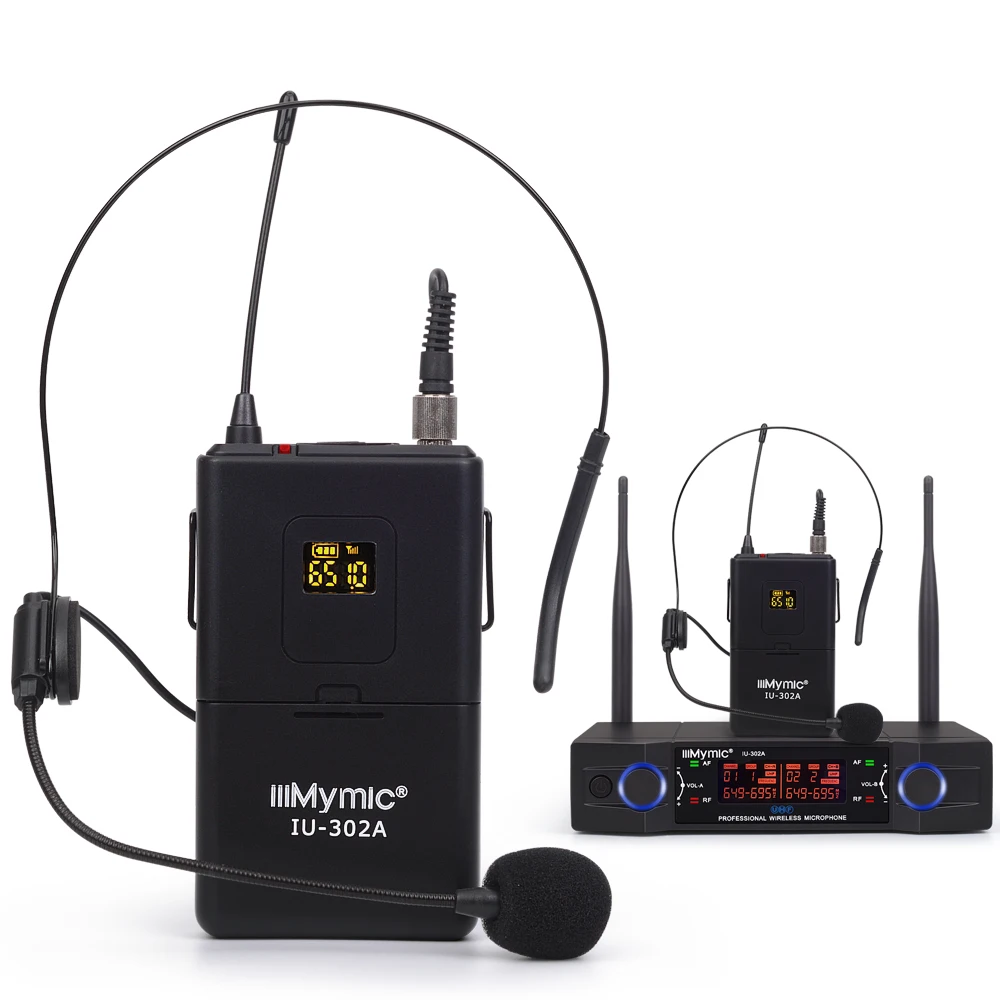 IU-302A профессиональный УВЧ 600-700 МГц Двухканальный(на одной частоте) 2 поясной+ 2 С лацканами+ 2 гарнитура Беспроводной микрофон Системы