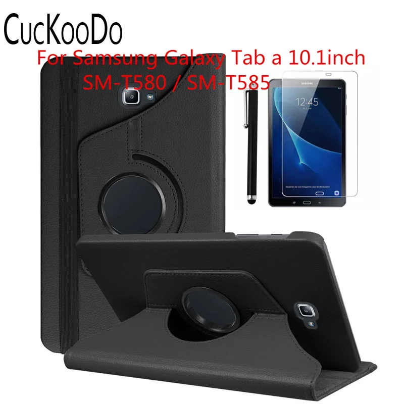 

CucKooDo 360 Rotating Case Cover for Samsung Galaxy Tab A 10.1-Inch SM-T580NZKAXAR/SM-T580/SM-T585 Tablet +Stylus+Screen Film