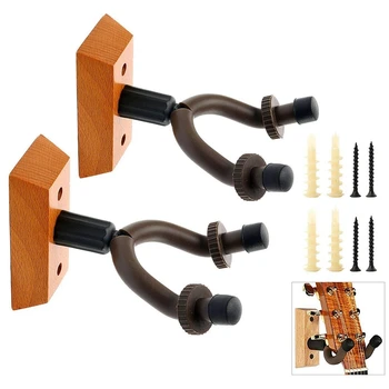 

New 2-PACK Hardwood Home & Studio Acoustic Electric Guitar Hanger Holder Rack Wall Mount, Guitar Keeper