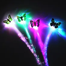Tous девушка волокна флэш зажим для волос партии световой Головные уборы свет Красочные бабочки LED волоконно-оптических Заколка-зажим кос Шпильки