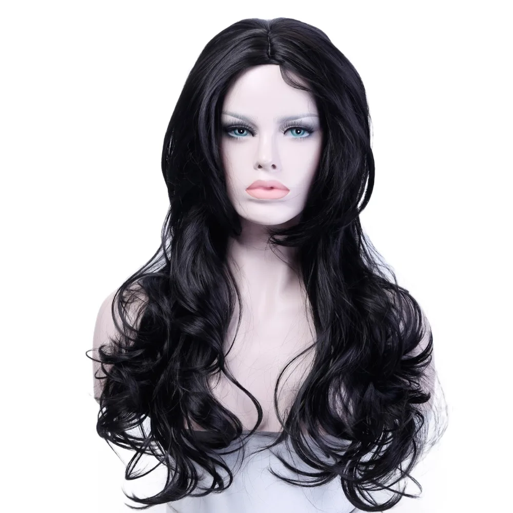 

AOSIWIG 26"Long Curly Wigs for Women Synthetic Hair Black Dark Brown Red Cosplay Wig with Bangs Heat Resistant Female