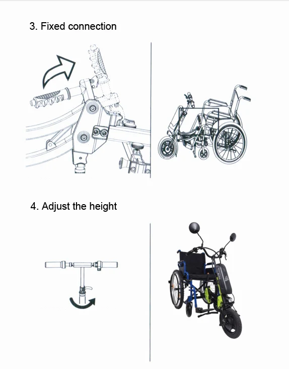 Excellent Free shipping  36V 250W lightweight  electric  wheelchairs conversion kit  electric handcycle 4