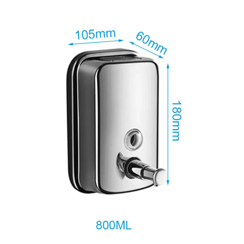 Настенный ручной дозатор мыла для ванной комнаты, Кухонный Контейнер для мыла из нержавеющей стали 500 мл/800 мл/1000 мл - Цвет: 800ml