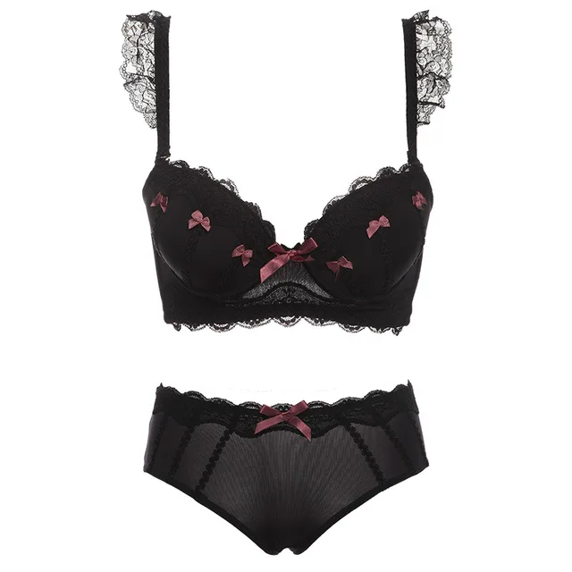 Girl bra set Lace cute Bra Brief Sets Brassiere Push up Bra and Panties