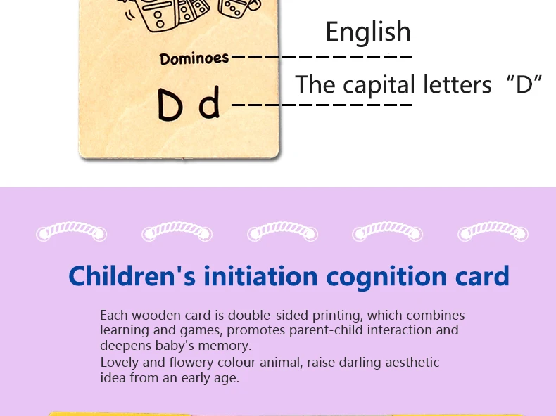 Mubei New Wooden Toys Cognitive Card Animals,English Words and letters Wooden Card for Child Educational Montessori Wood Toys