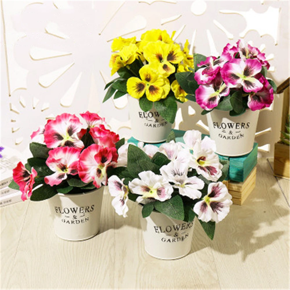 10 head Festival Home Room Wedding Simulation Pansy Flower Floral Decor Plant Bunch Artificial Silk Bouquet | Дом и сад
