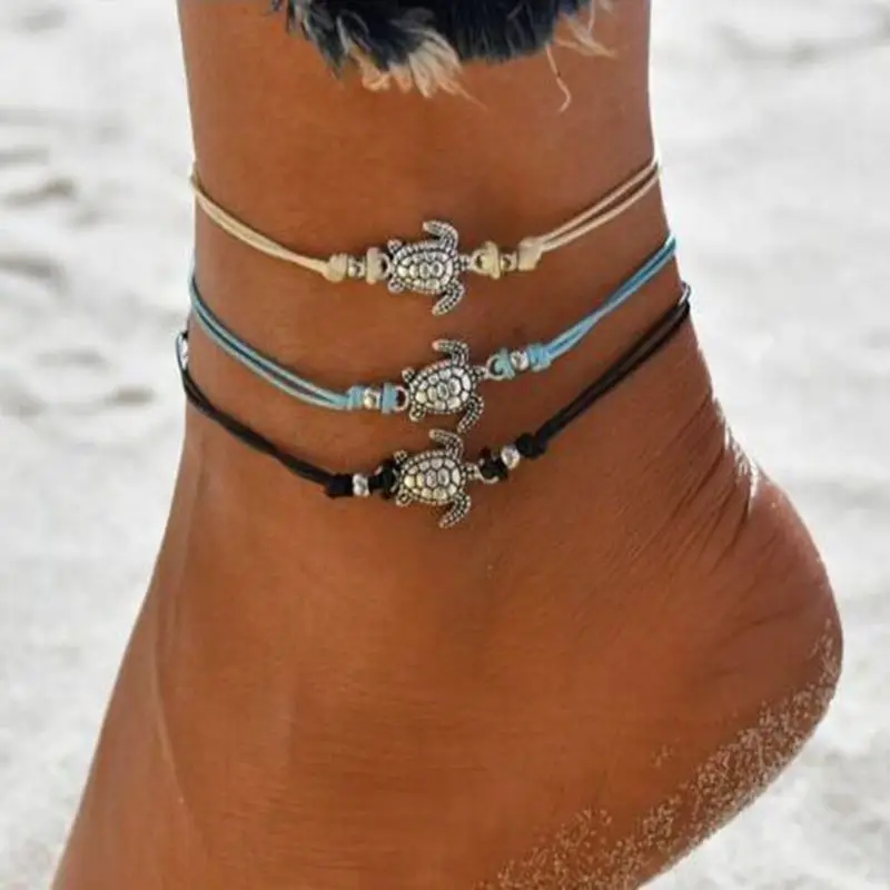 

New Layers Anklets for Womens Bohemian Retro Turtle Rope Anklet Sexy Beach Bracelets Chain Animal Foot Jewelry