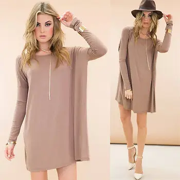 

Loose Top Long Tunic Drape Shirt Long Sleeve Scoop Neck S M L XL