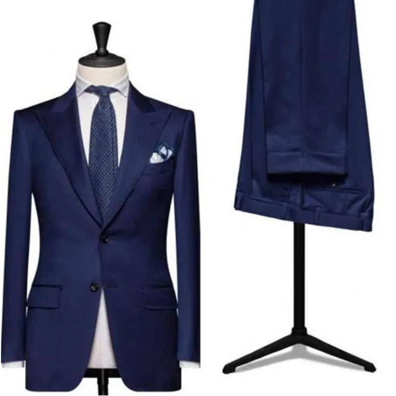 

Slim Men's Suit Lapel Custom Top + Pants 2 Button Wedding Groomsmen Suit Groom Dress