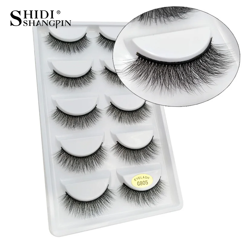 

SHIDISHANGPIN 5 pairs mink eyelashes natural long 3d false lashes 3d mink eyelash extension 1 box makeup false eyelash G805