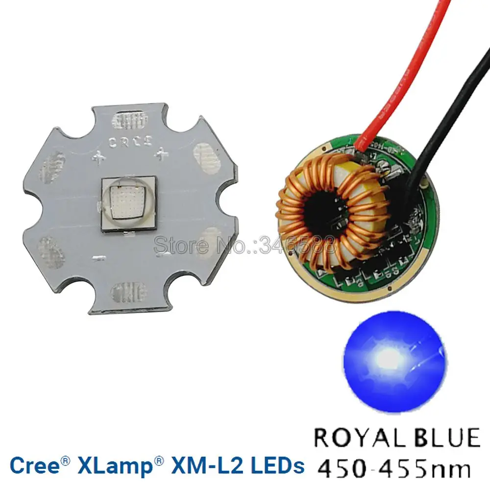 20 мм белый PCB CREE XML2 XM-L2 T6 10 Вт, холодный белый свет, нейтральный белый теплый белый высокой Мощность СВЕТОДИОДНЫЙ Излучатель Чип+ 12 V Вход 22 мм светодиодный драйвер - Испускаемый цвет: Royal Blue 20mm