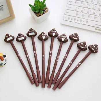 

1 Pcs Stationery Creative Dung Bucket Shape Neutral Pen Cute Expression Cartoon Pen Student Examination Office Black Pen