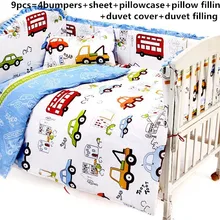 Промо-акция! 6/7 шт. активная Печать на холсте, набор постельного белья для детей, полиэстер/хлопок детская кроватка, 120*60/120*70 см