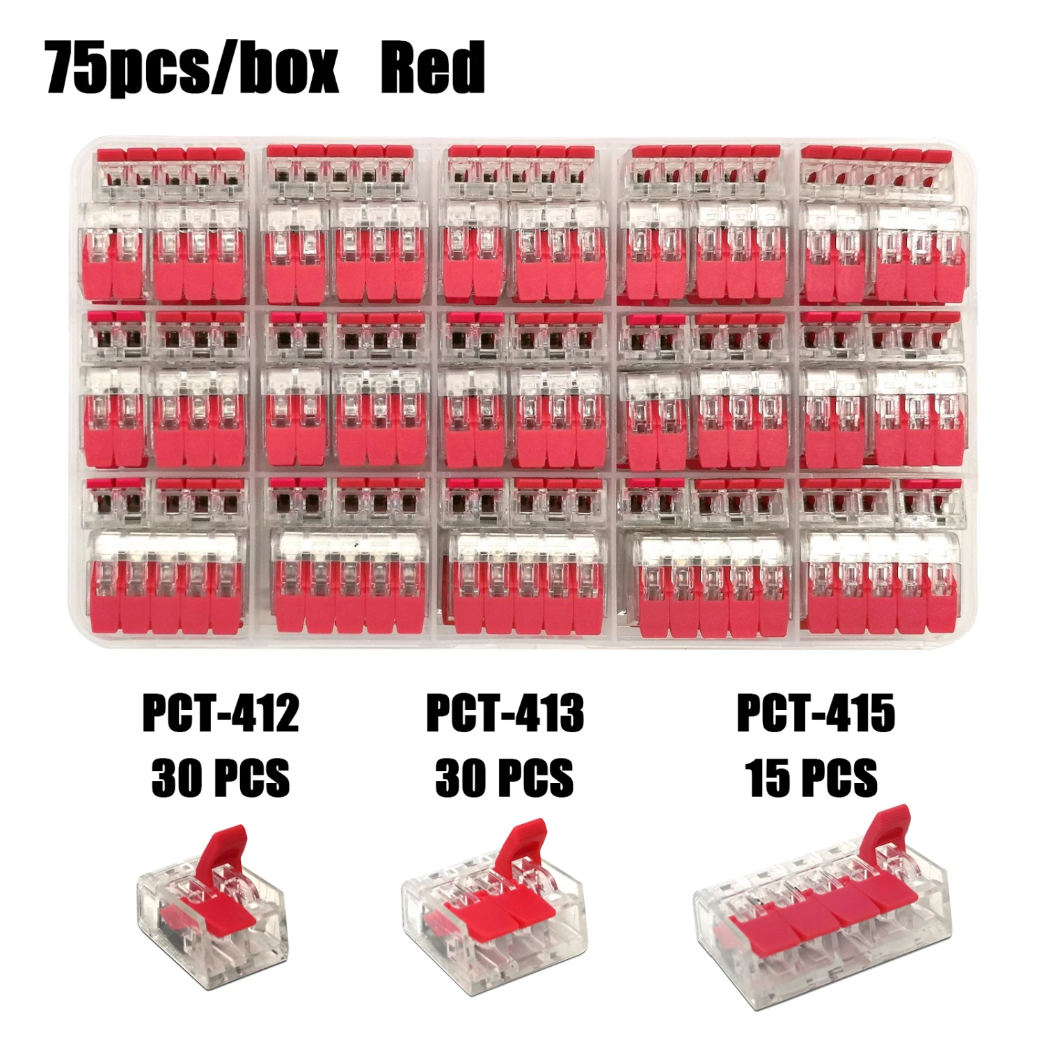 Тип провода разъем в штучной упаковке Универсальный Компактный клеммный блок домашний провод освещения разъем для внутреннего гибридного быстрого разъема - Цвет: 75pcs connector RD