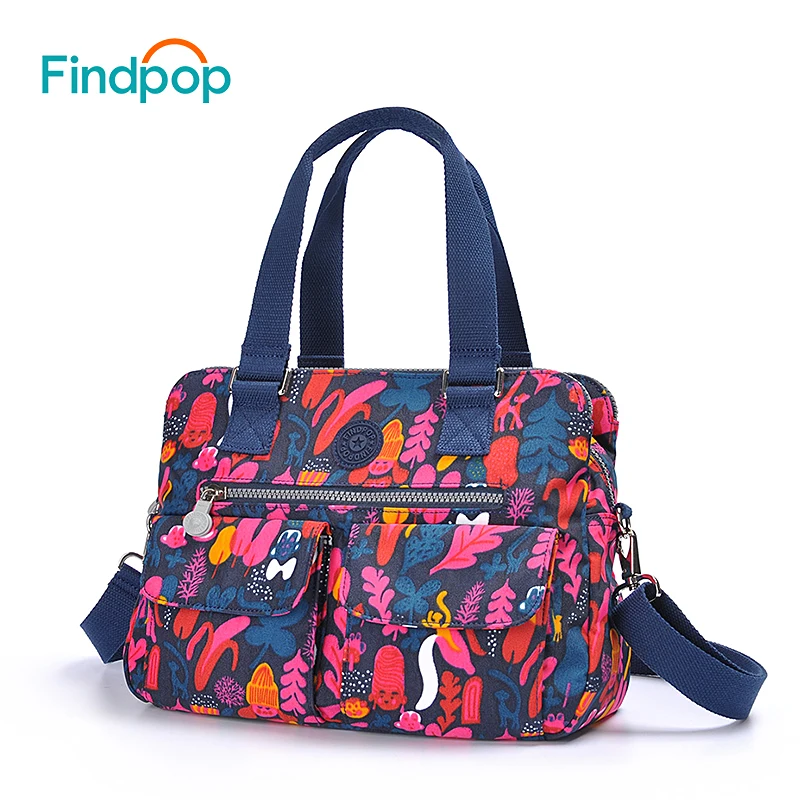 

Findpop Floral Printing Handbags Women Large Capacity Casual Crossbody Bags For Women 2018 New Waterproof Nylon Top-Handle Bags