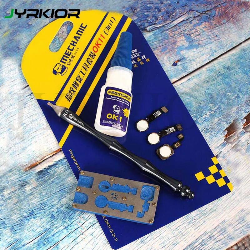 

Jyrkior 3 in 1 For iPhone 6/6S/7/8/8 Plus Home Button Touch ID Fingerprint Cable Repair Opener Knife + Glue + Holder Tool kit