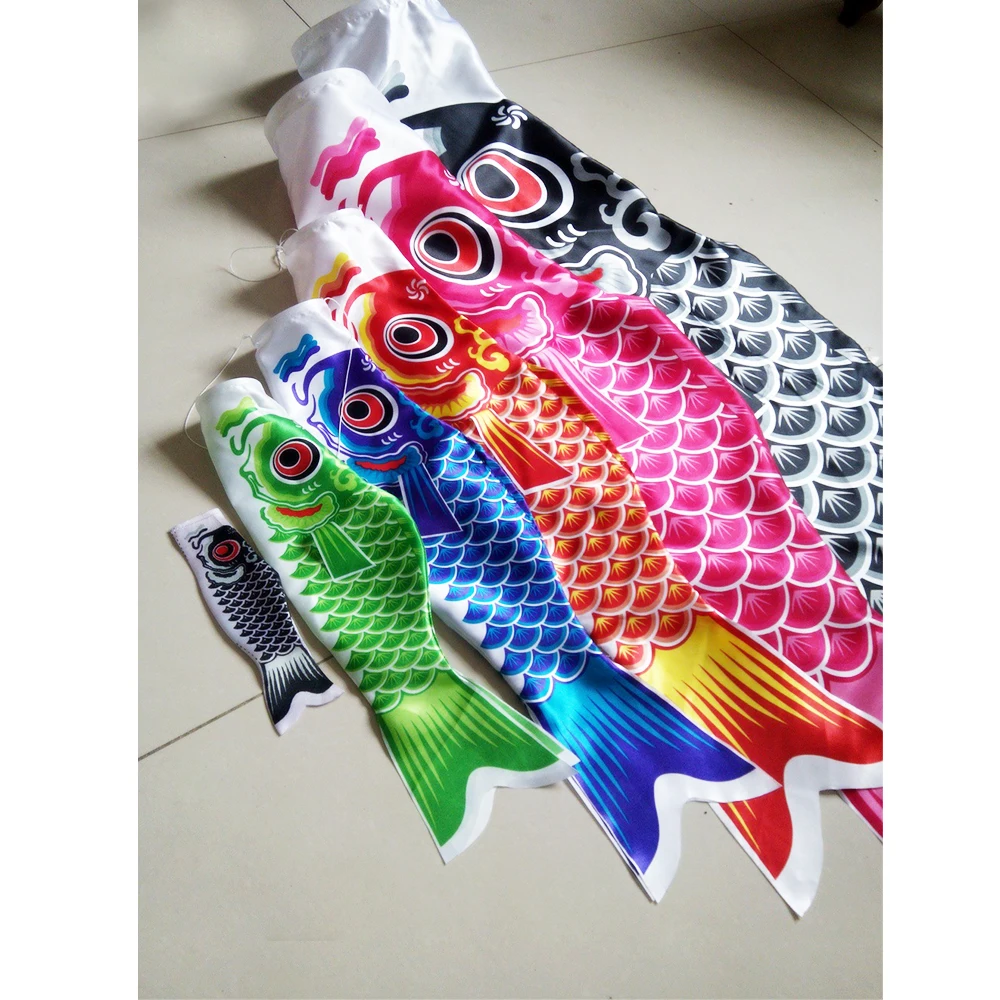 Koinobori Koi Nobori Carp Windsocks Streamers Flag Decor Black 15.75inch