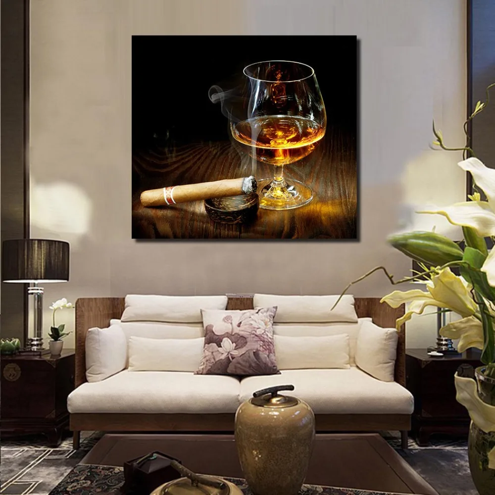 Jqhyart Oil Painting Wall Art Canvas Decorative Living Room Cigars