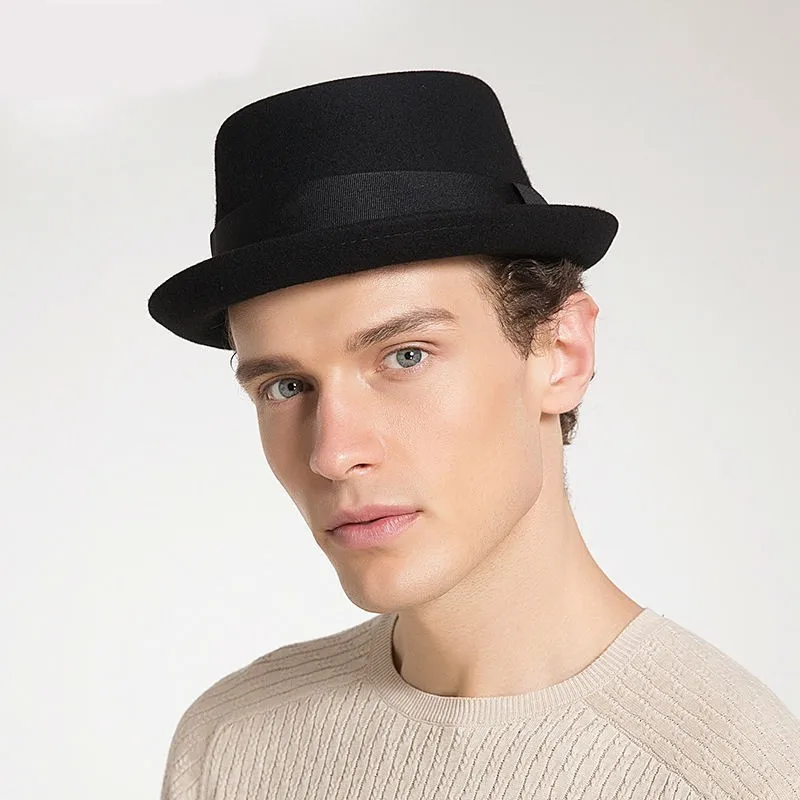 Шляпа Мода Австралия Шерсть мужская фетровая шляпа со свининой пирог шляпа для классической церкви шерсть фетровая шляпа