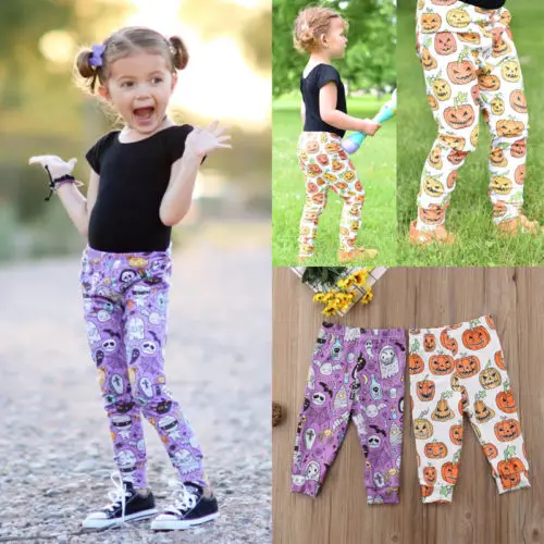

Halloween Kids Toddler Baby Girls Autumn Print Pumpkin Long Pants Trousers Leggings