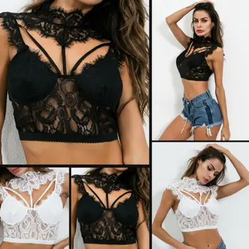

Fashion Women Crop Top Bra Lace Vest Slim Camisole Tank Tops Bralette Bustier