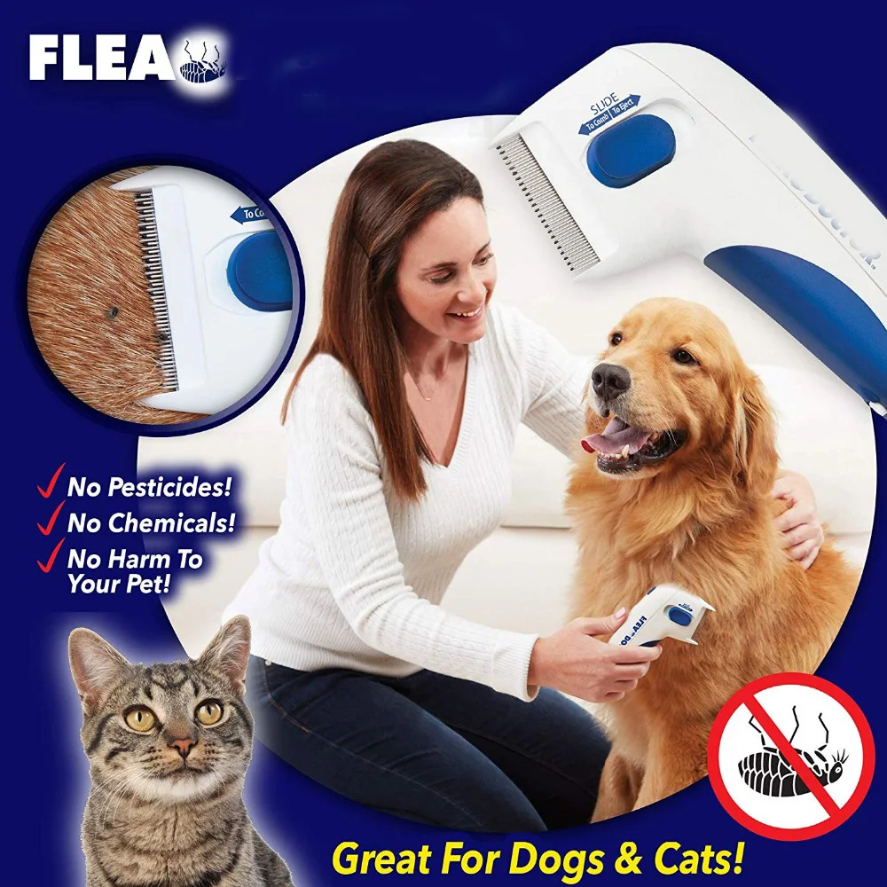 Flea Comb Electric Dog Anti Flea Comb Head Lice Remover Pets Flea