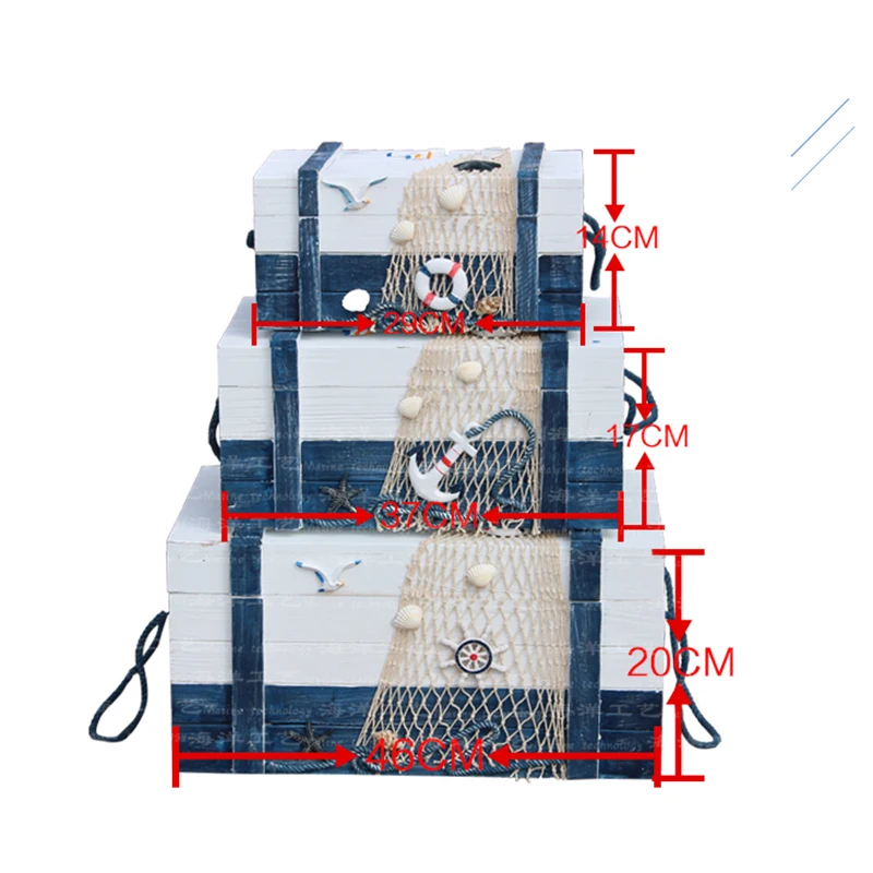 

Fashion Mediterranean Bin Ocean Home Decoration Wooden Box Window Dressing Furnishing Articles Creative Murals Ornaments Gifts