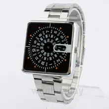 Marca de moda Del Dial Del Cuadrado de la Placa Giratoria Dial Relojes Wirst Banda Completa De Acero Inoxidable Hombres Deportes Casual reloj Relogio masculino