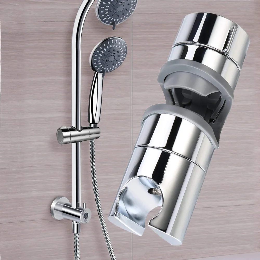 Practical Adjustable 18 to 25mm Chrome Shower Rail Head Slider Holder Bracket BA