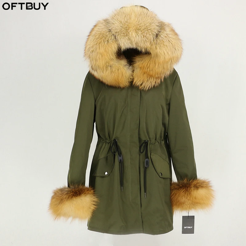 OFTBUY длинная парка натуральный Лисий мех воротник капюшон манжеты зимняя куртка
